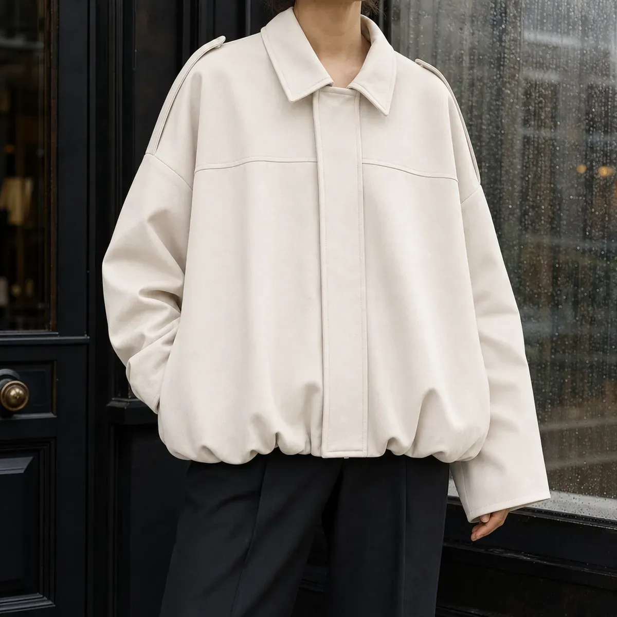 Serena-Mae Balloon Hem Jacket in Off White