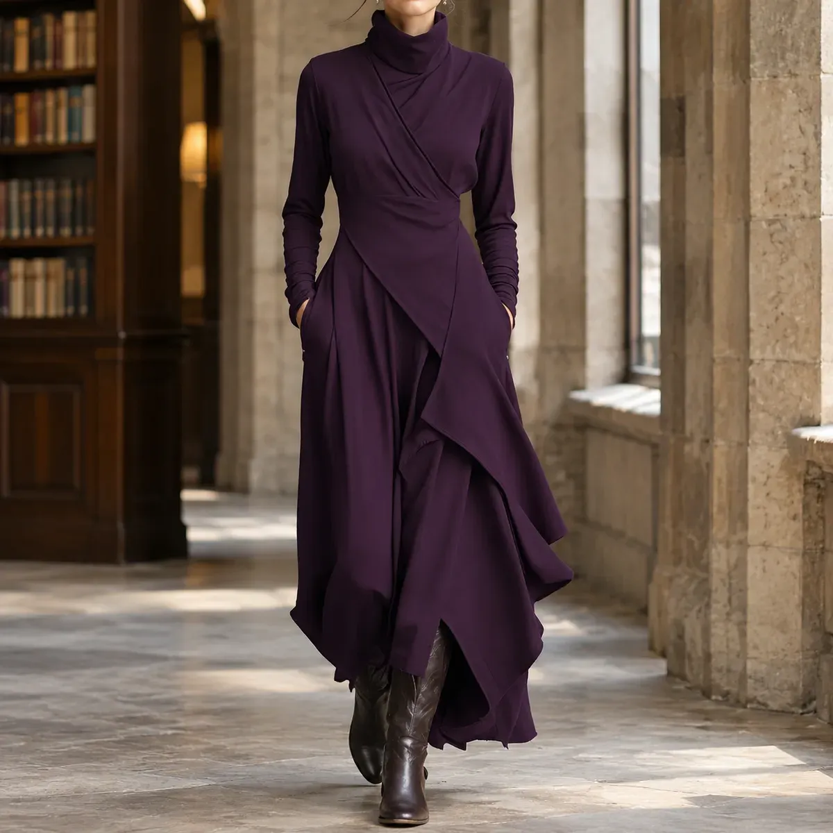 Pomeline Asymmetric Maxi Dress — gallery photograph 1
