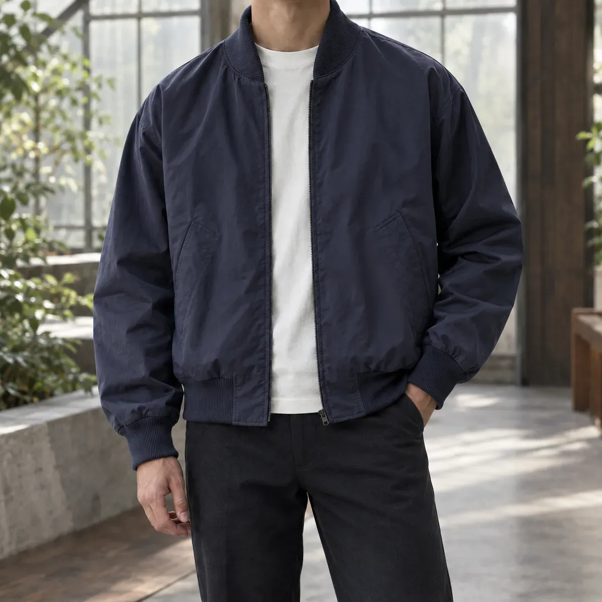 Duarte Bomber Jacket in Navy Blue