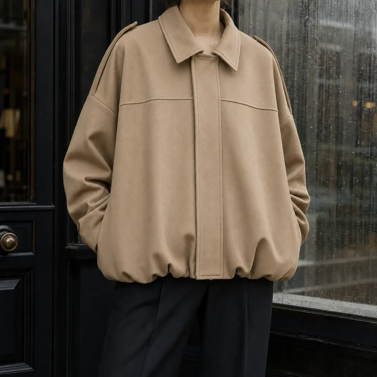 Serena-Mae Balloon Hem Jacket in Khaki