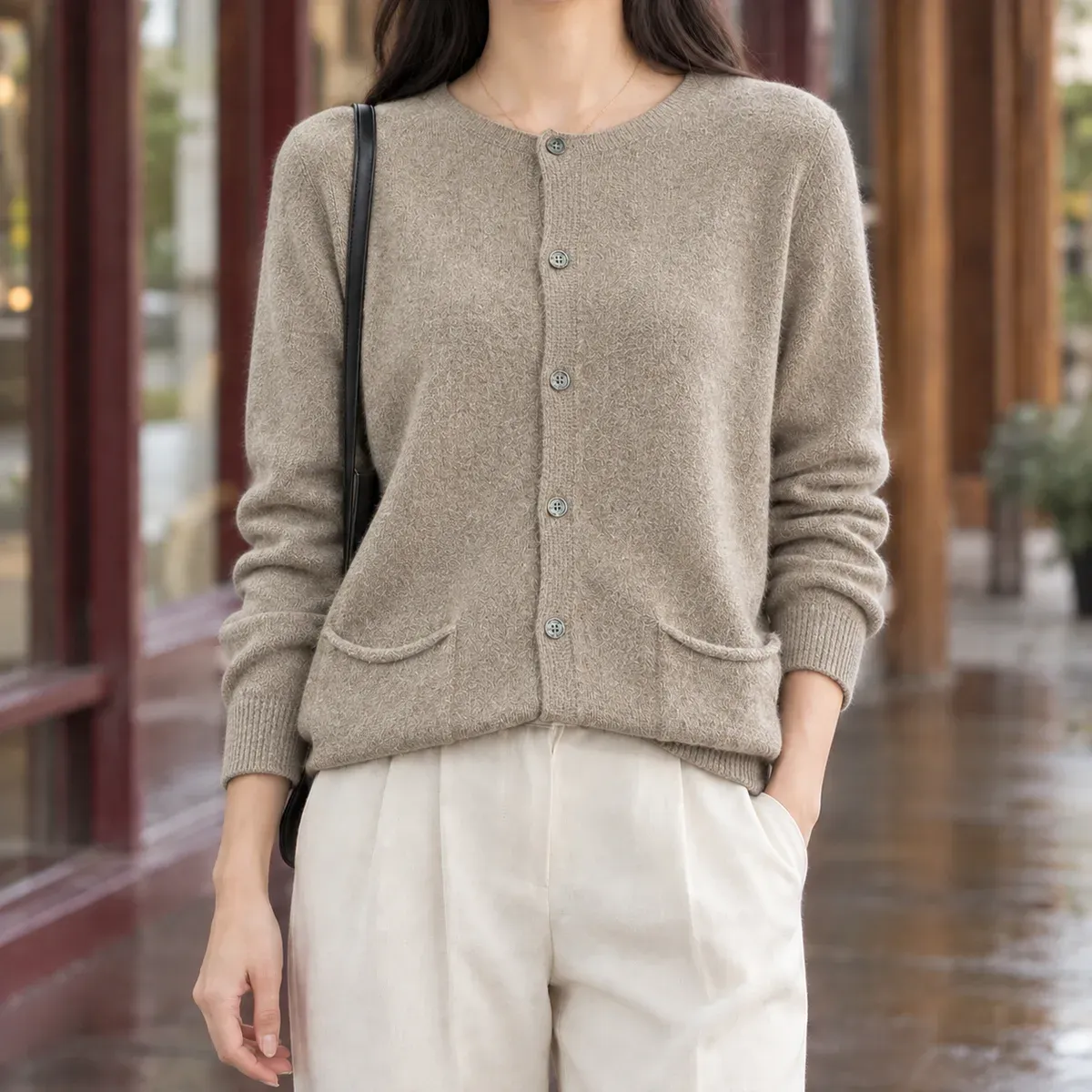 Thomasina Pocket Cardigan in Raw Camel