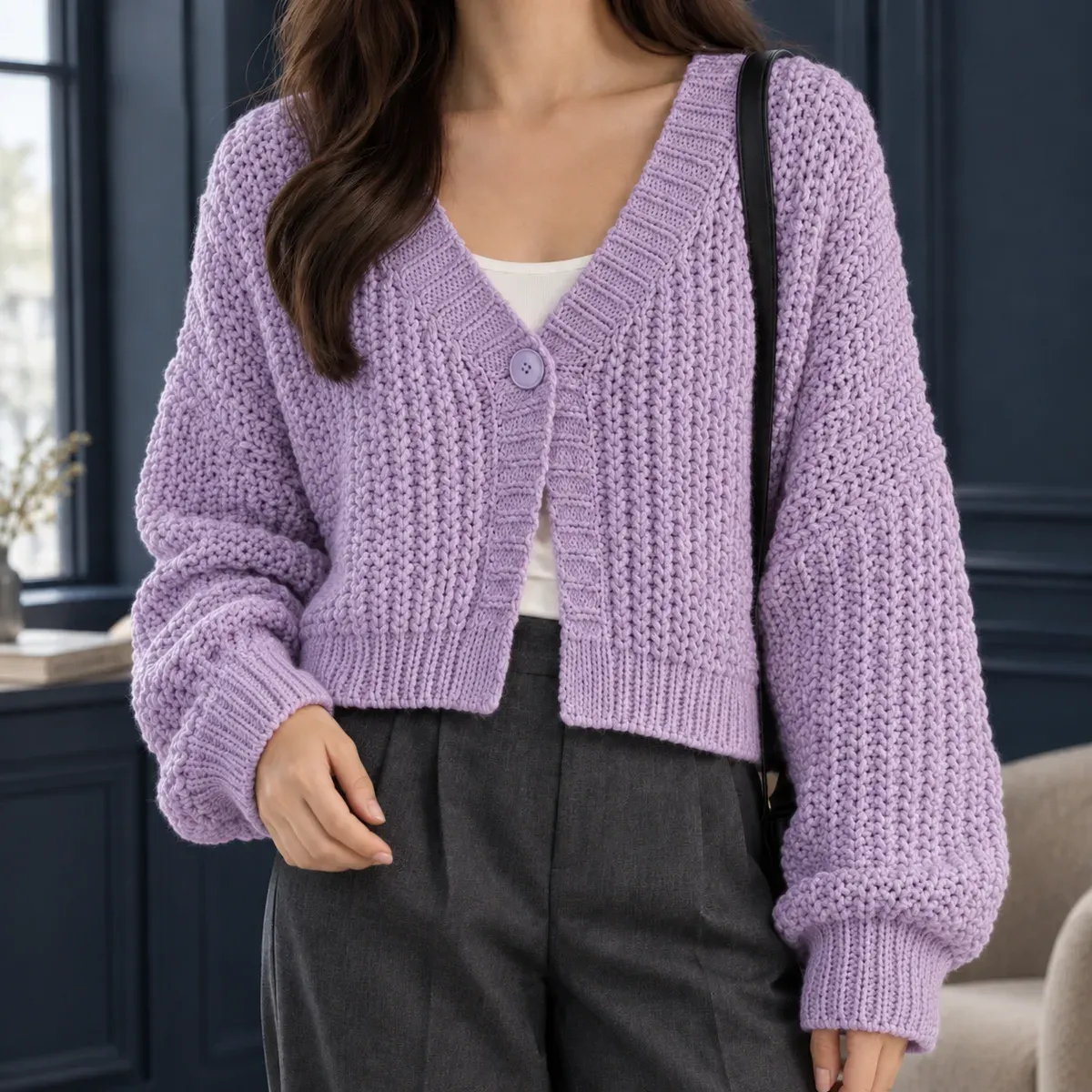 Sibylla Chunky Cardigan in Purple