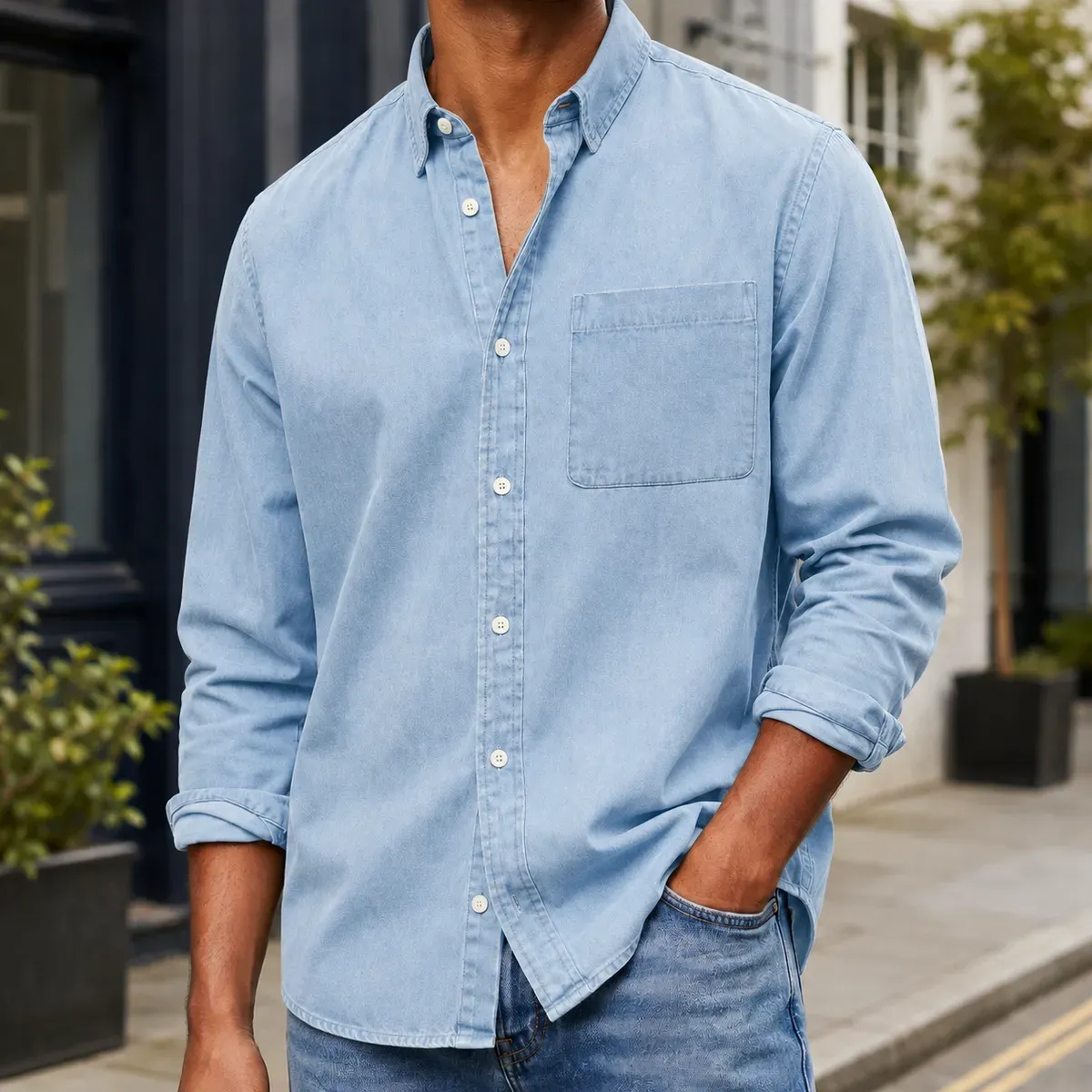 Caius Relaxed Shirt in Light Blue