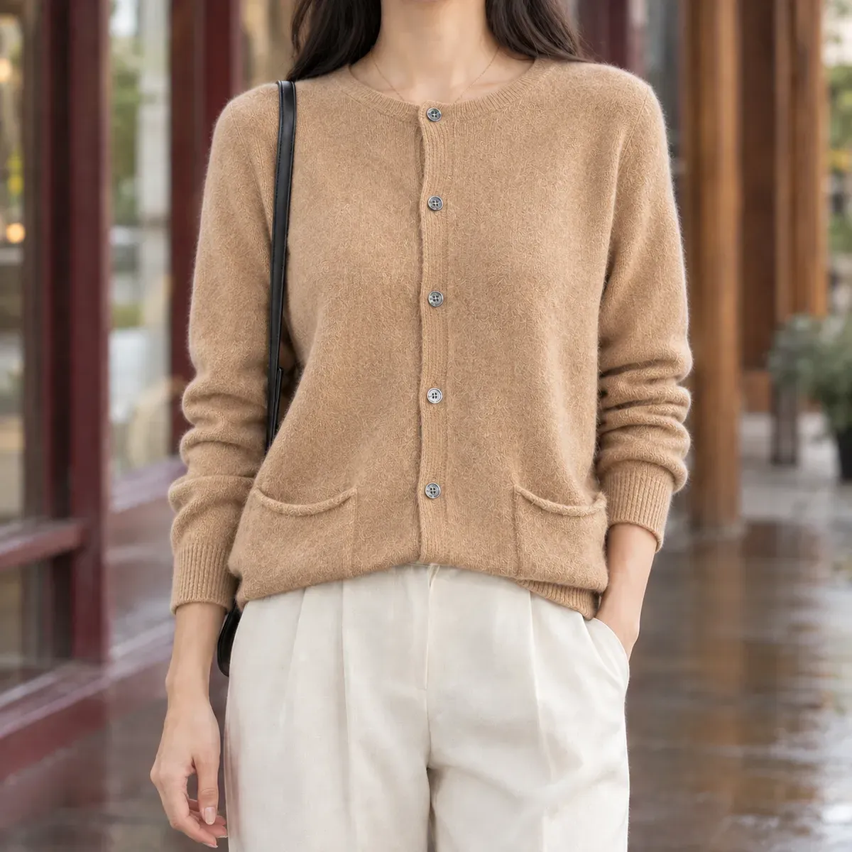 Thomasina Pocket Cardigan in Golden Camel