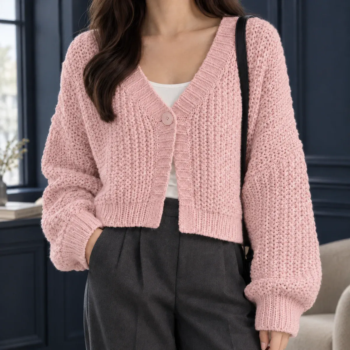 Sibylla Chunky Cardigan in Pink