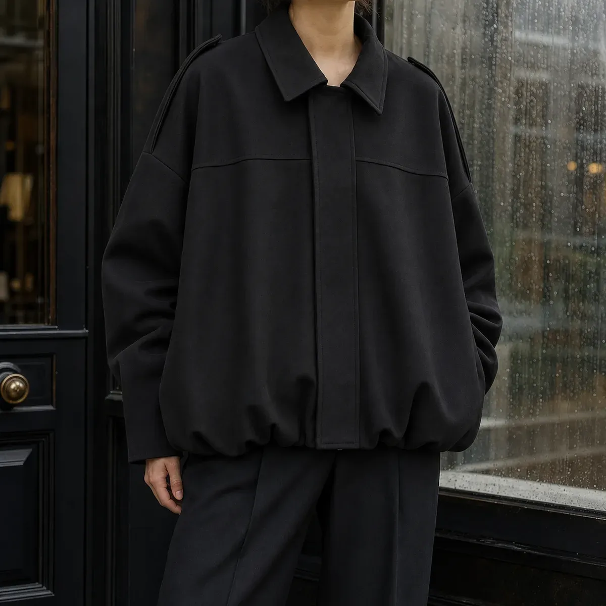 Serena-Mae Balloon Hem Jacket in Black