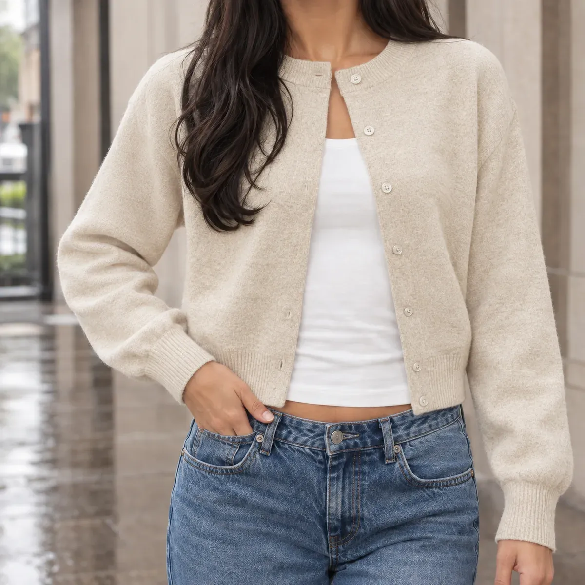 Paula Relaxed Cardigan in Apricot