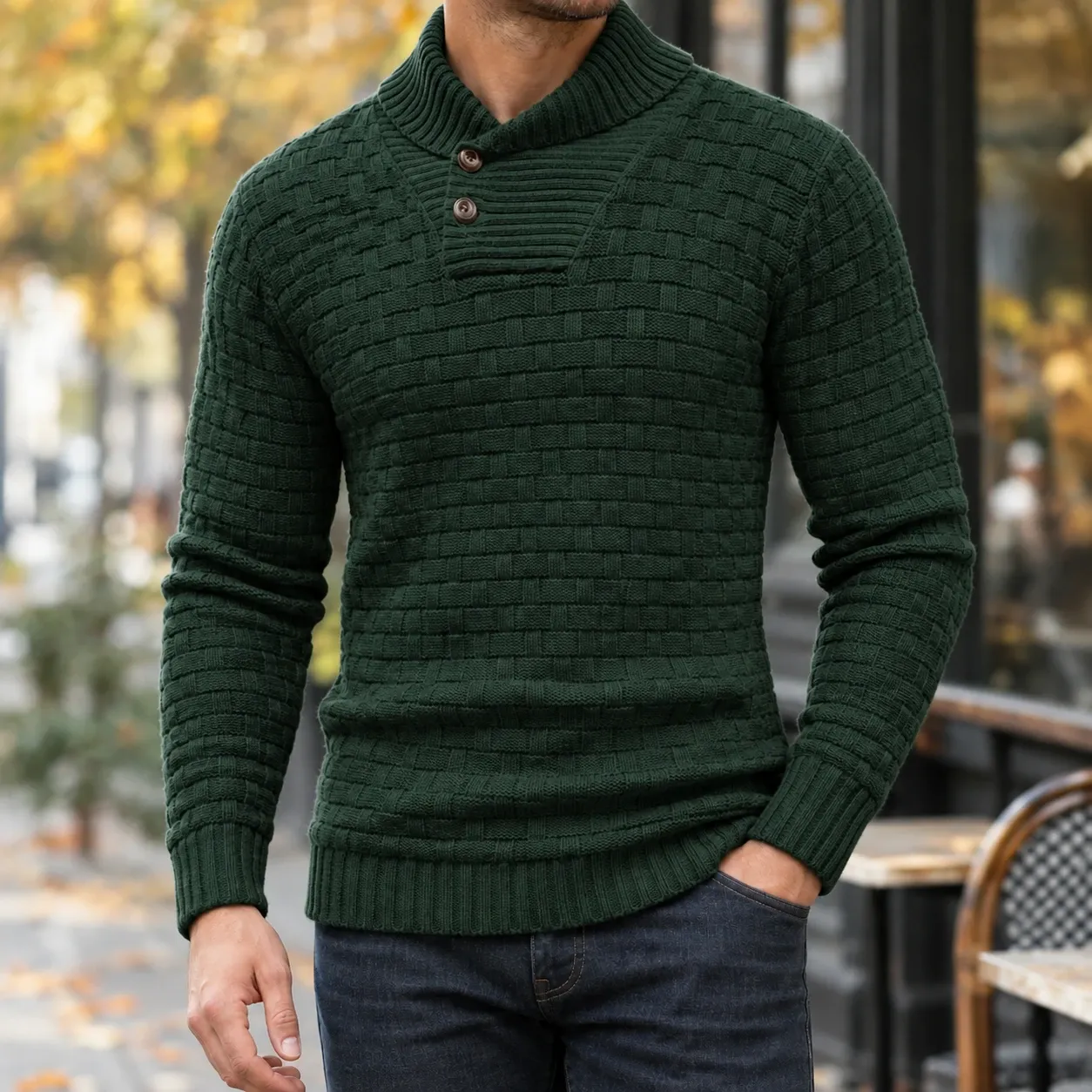 Nicholas Shawl Collar Sweater — source gallery photograph 5