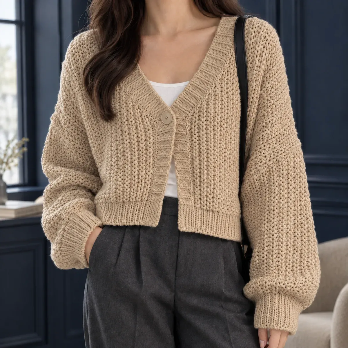 Sibylla Chunky Cardigan in Khaki