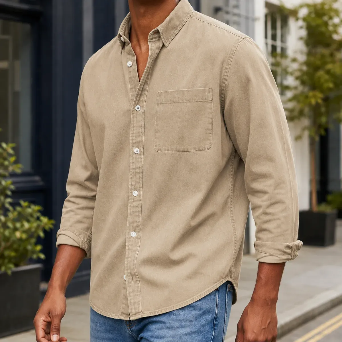 Caius Relaxed Shirt in Beige