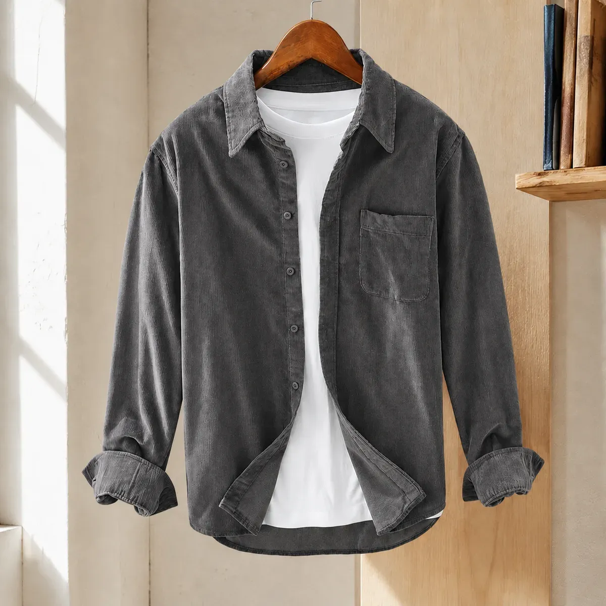 Quentin Corduroy Shirt in Dark Gray