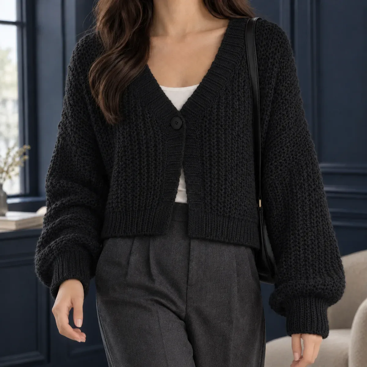 Sibylla Chunky Cardigan in Black