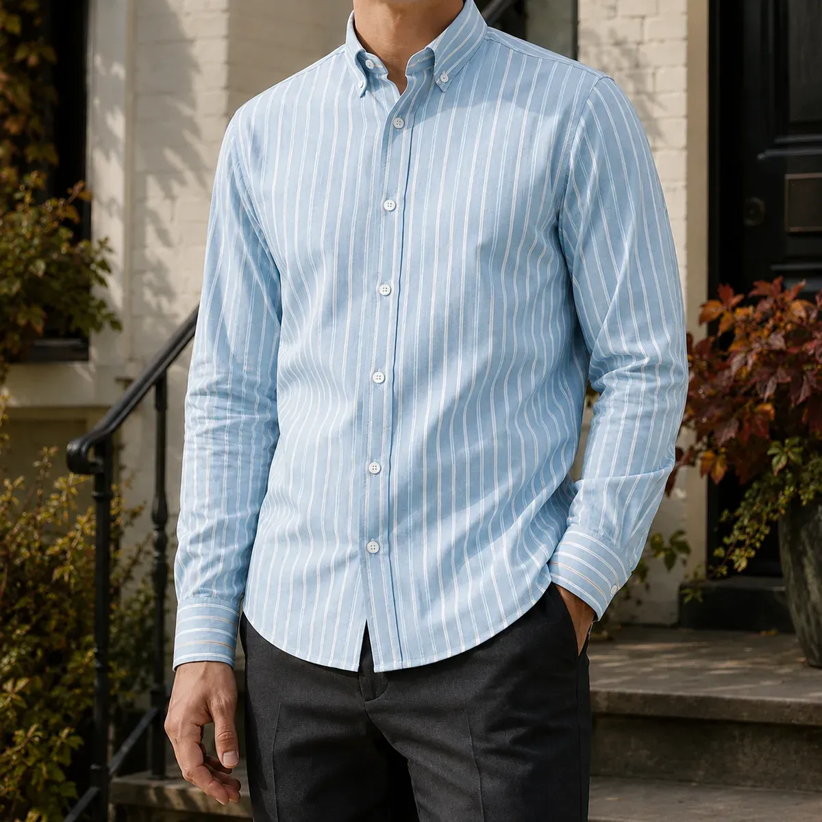 Forrester Button-Shirt in Aqua Stripe