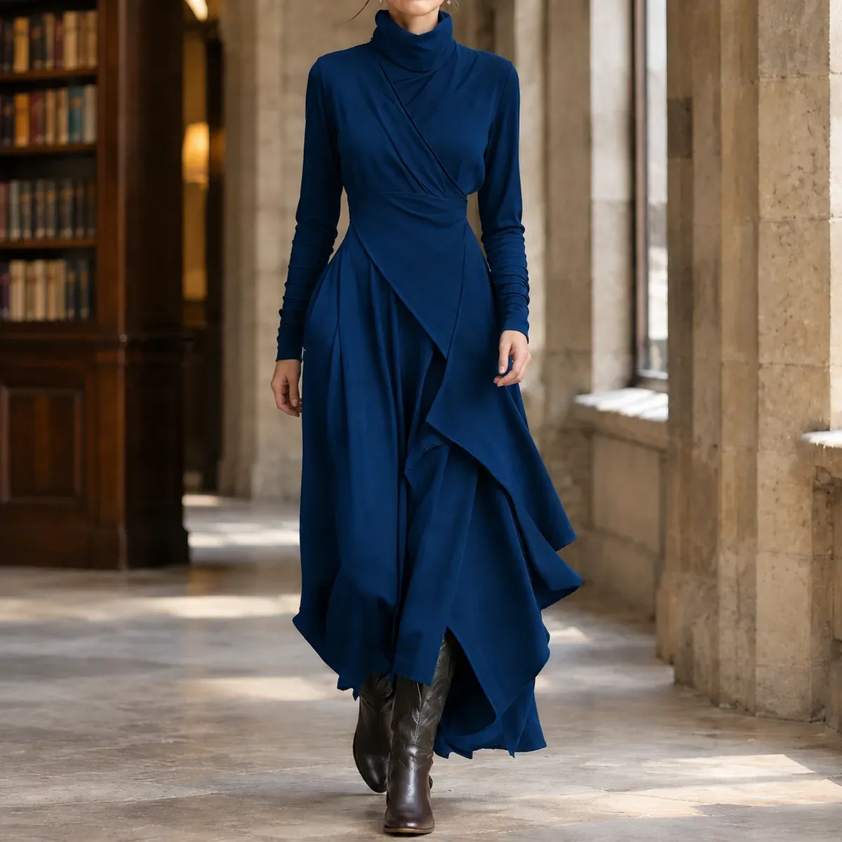 Pomeline Asymmetric Maxi Dress in Royal Blue