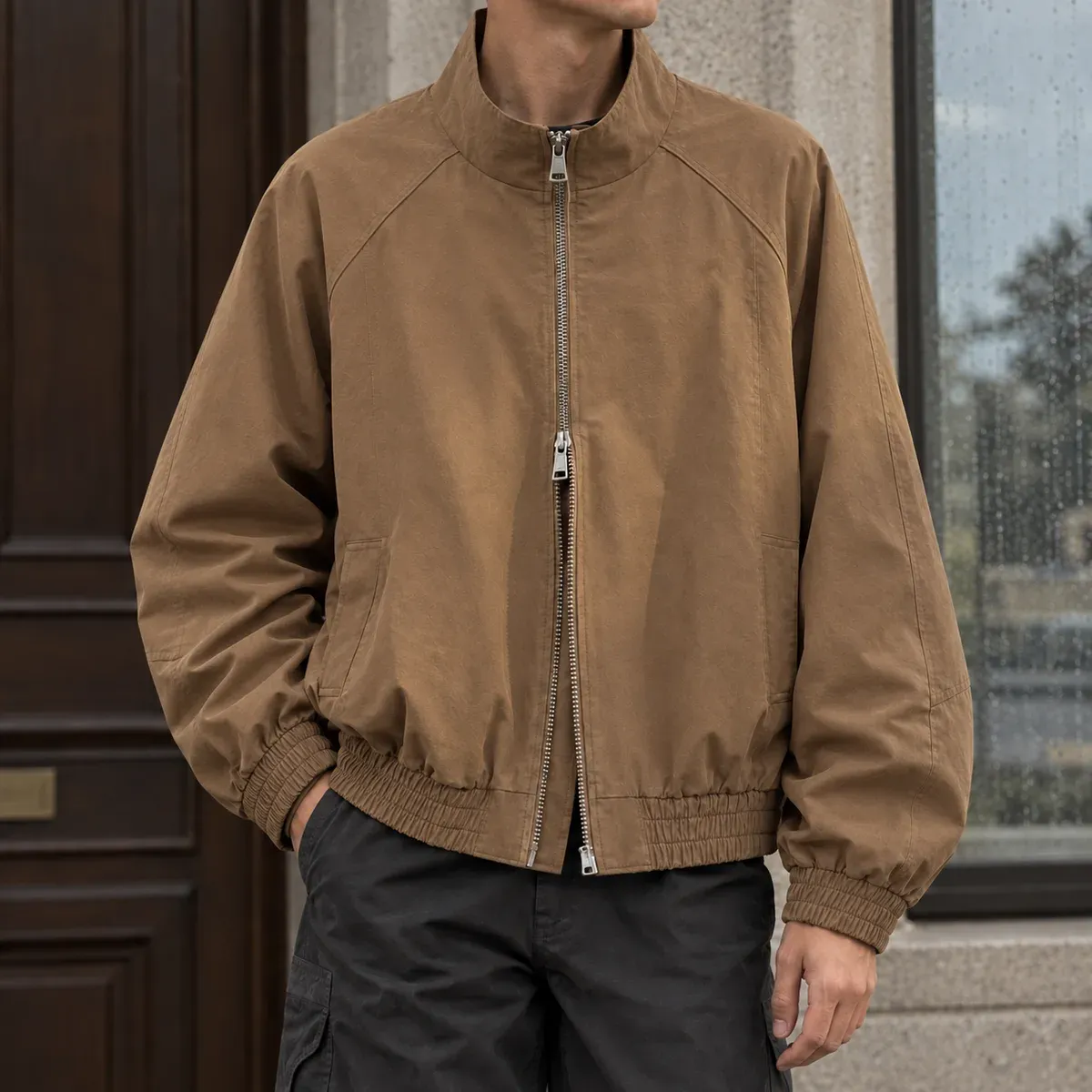 Everard Stand Collar Jacket in Brown